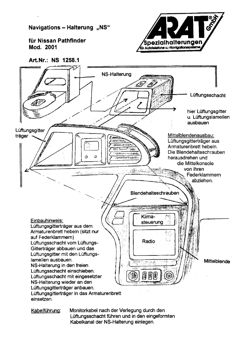 Page 1 de la notice Manuel utilisateur Arat NS1258.1