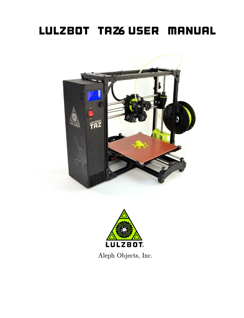 Page 1 de la notice Manuel utilisateur LulzBot TAZ 6