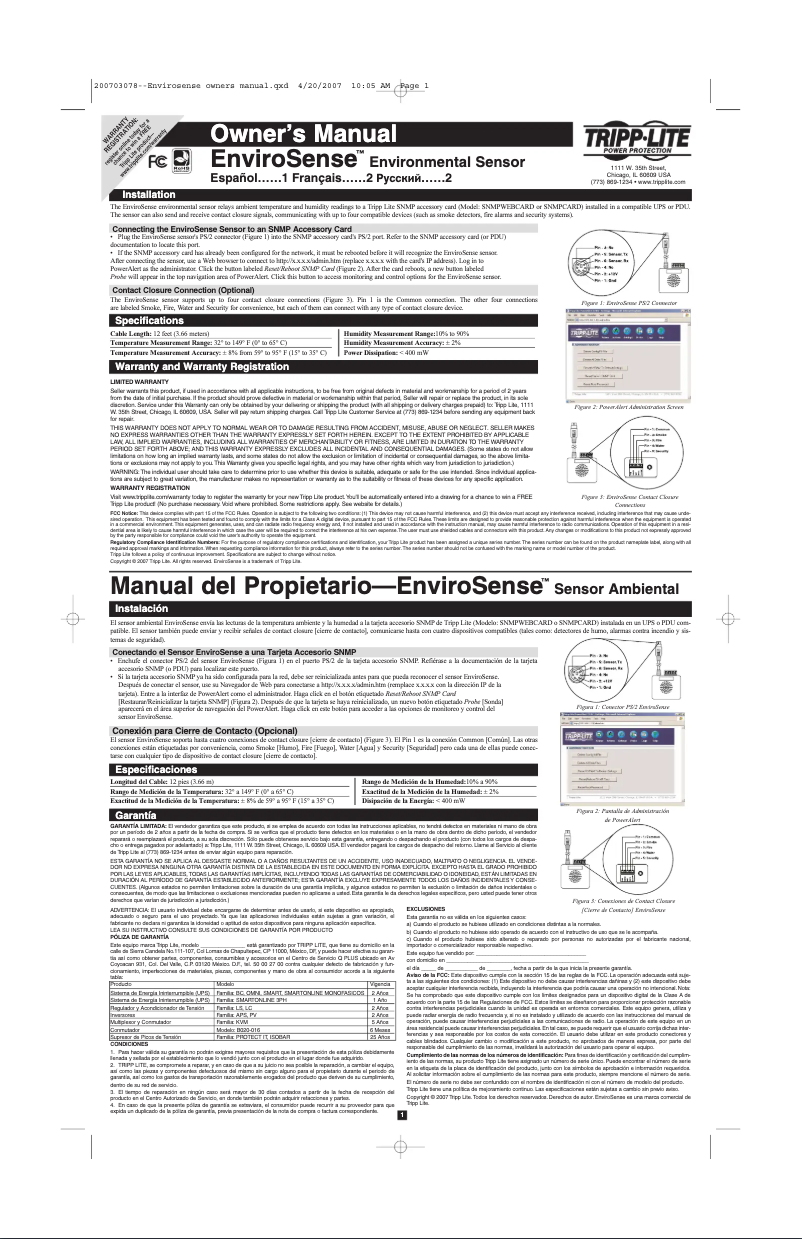 Image de la première page du manuel de l'appareil EnviroSense