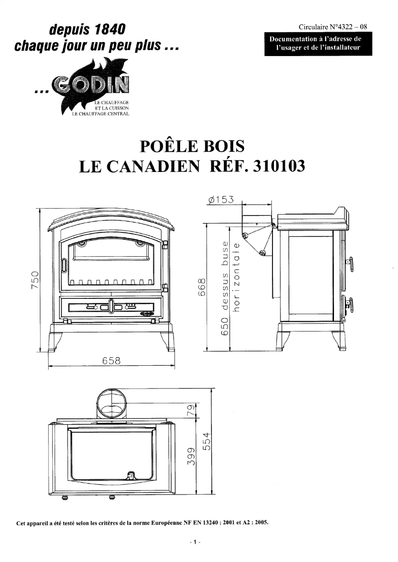 Page 1 de la notice Manuel utilisateur Godin Canadien