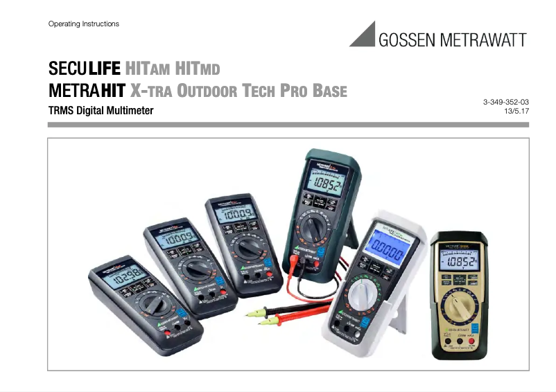 Page 1 de la notice Manuel utilisateur Gossen Metrawatt SecuLife HIT MD