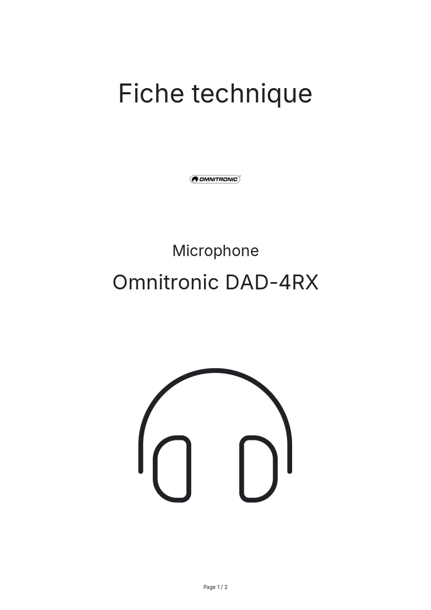 Page n°1 - Fiche technique Omnitronic DAD-4RX