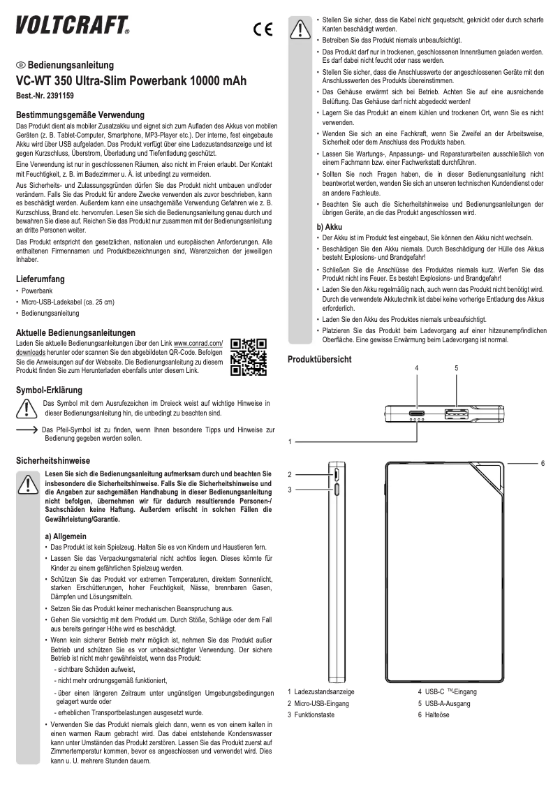 Page 1 de la notice Manuel utilisateur Voltcraft VC-WT 350