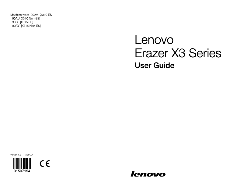Page n°1 - Manuel utilisateur Lenovo Erazer X310