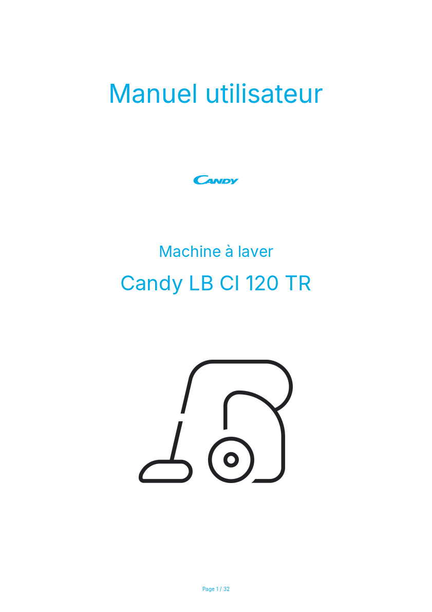 Page n°1 - Manuel utilisateur Candy LB CI 120 TR