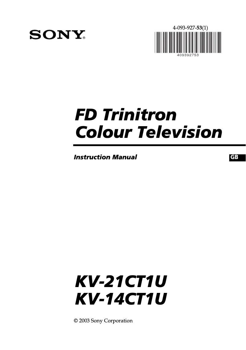 Page 1 de la notice Manuel utilisateur Sony KV-21CT1U