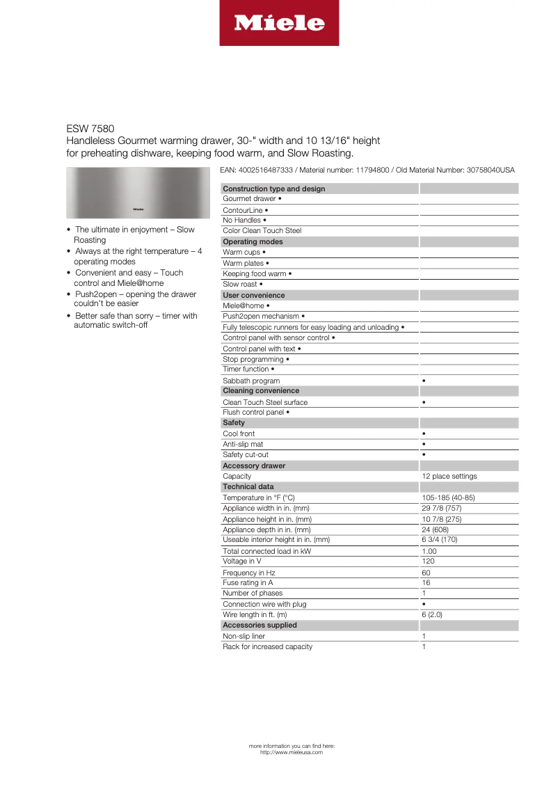 Image de la première page du manuel de l'appareil ESW 7580