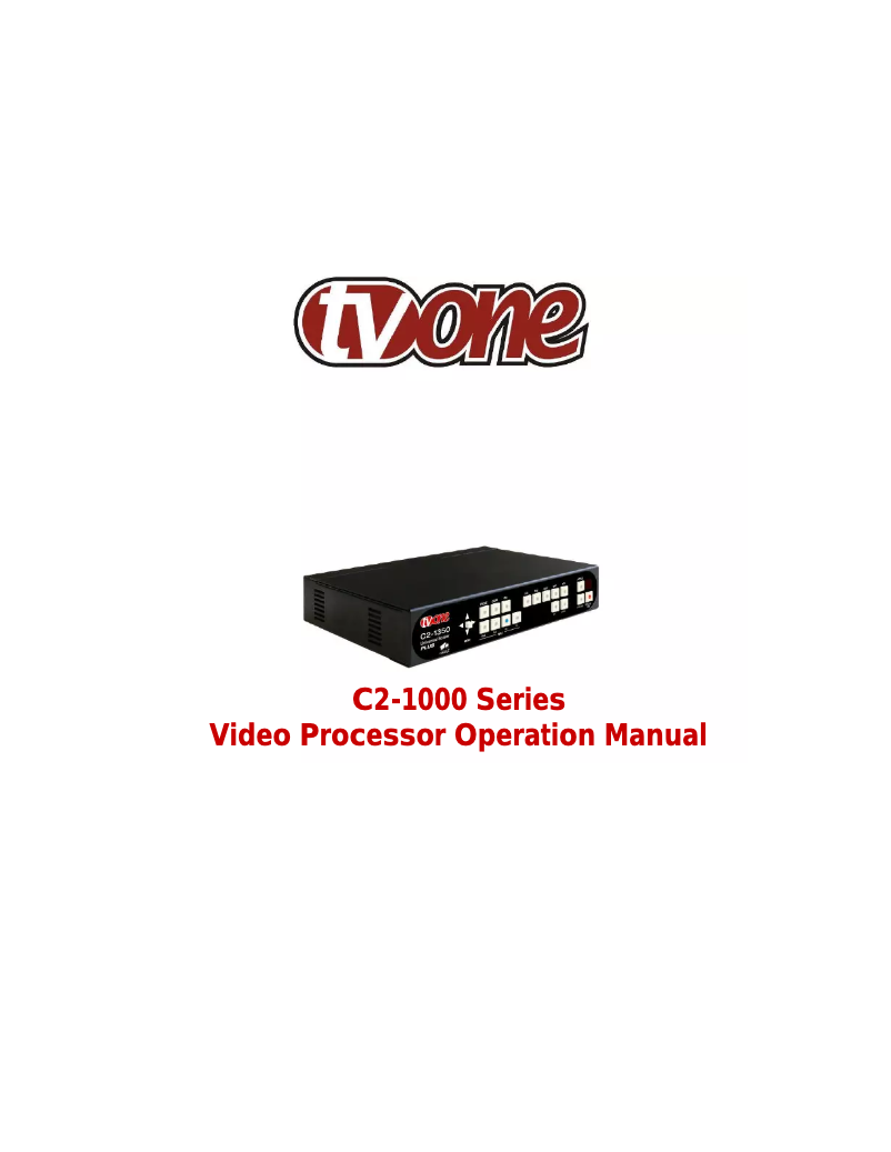 Page n°1 - Manuel utilisateur TV One C2-1250