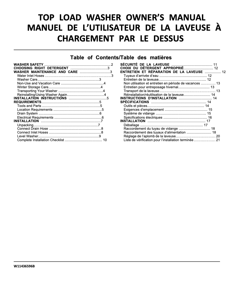 Page n°1 - Manuel utilisateur Whirlpool WTW4955HW