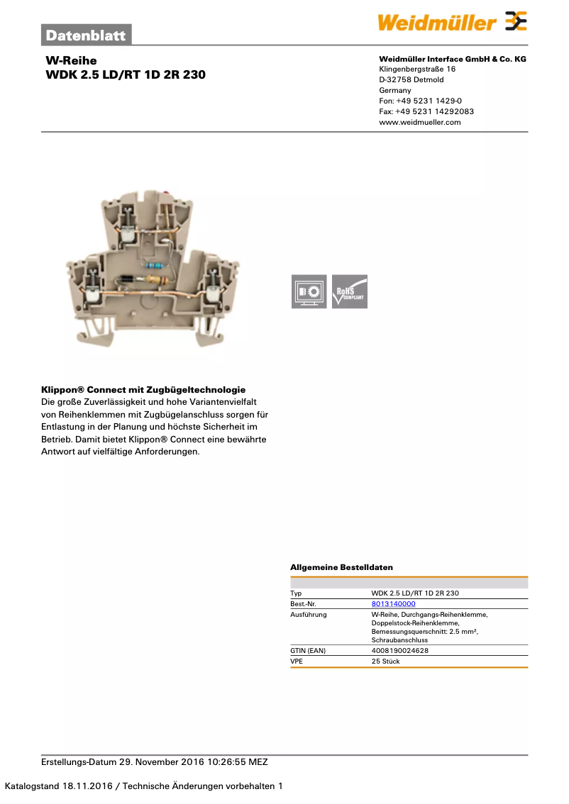 Page n°1 - Manuel utilisateur Weidmüller WDK 2.5 LD/RT 1D 2R 230