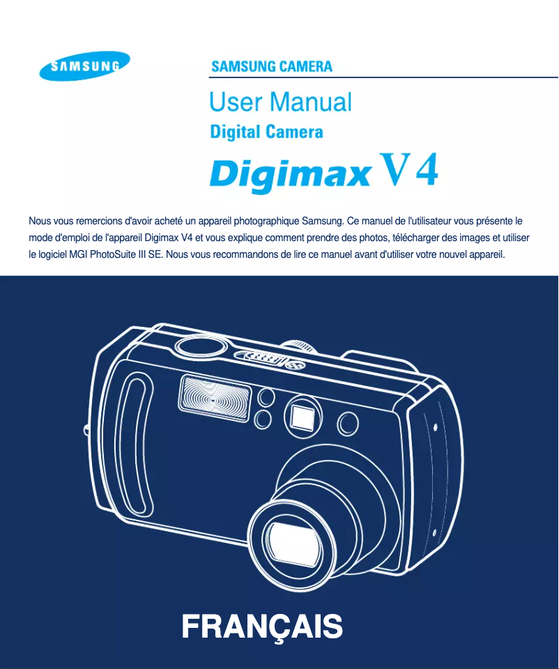 Page 1 de la notice Manuel utilisateur Samsung Digimax V4