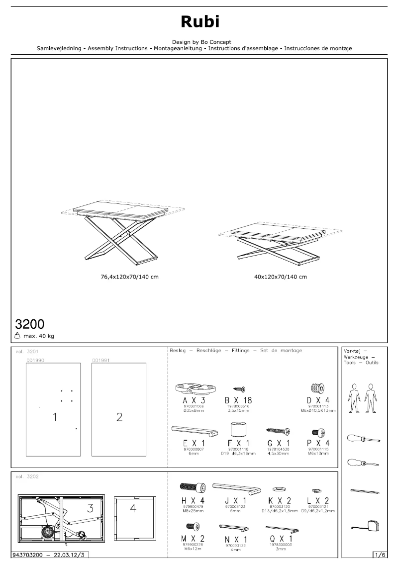 Page n°1 - Manuel utilisateur BoConcept Rubi