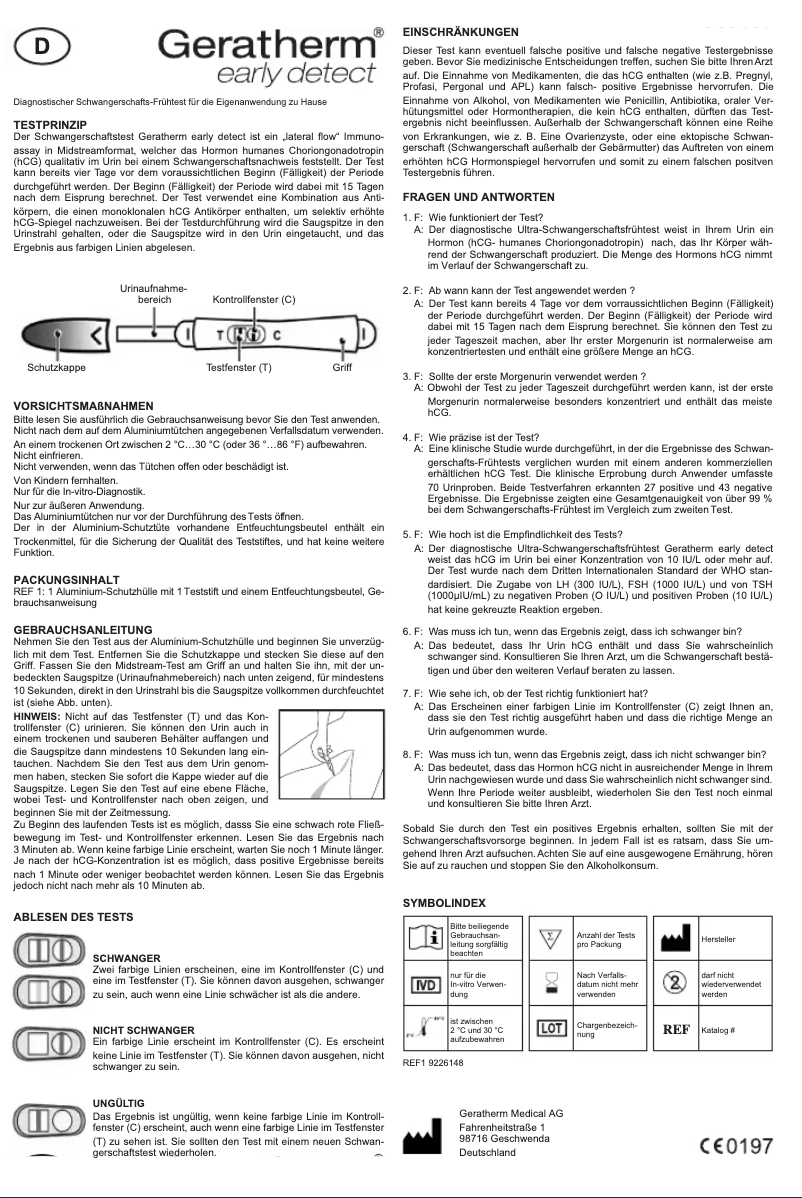 Image de la première page du manuel de l'appareil Early Detect