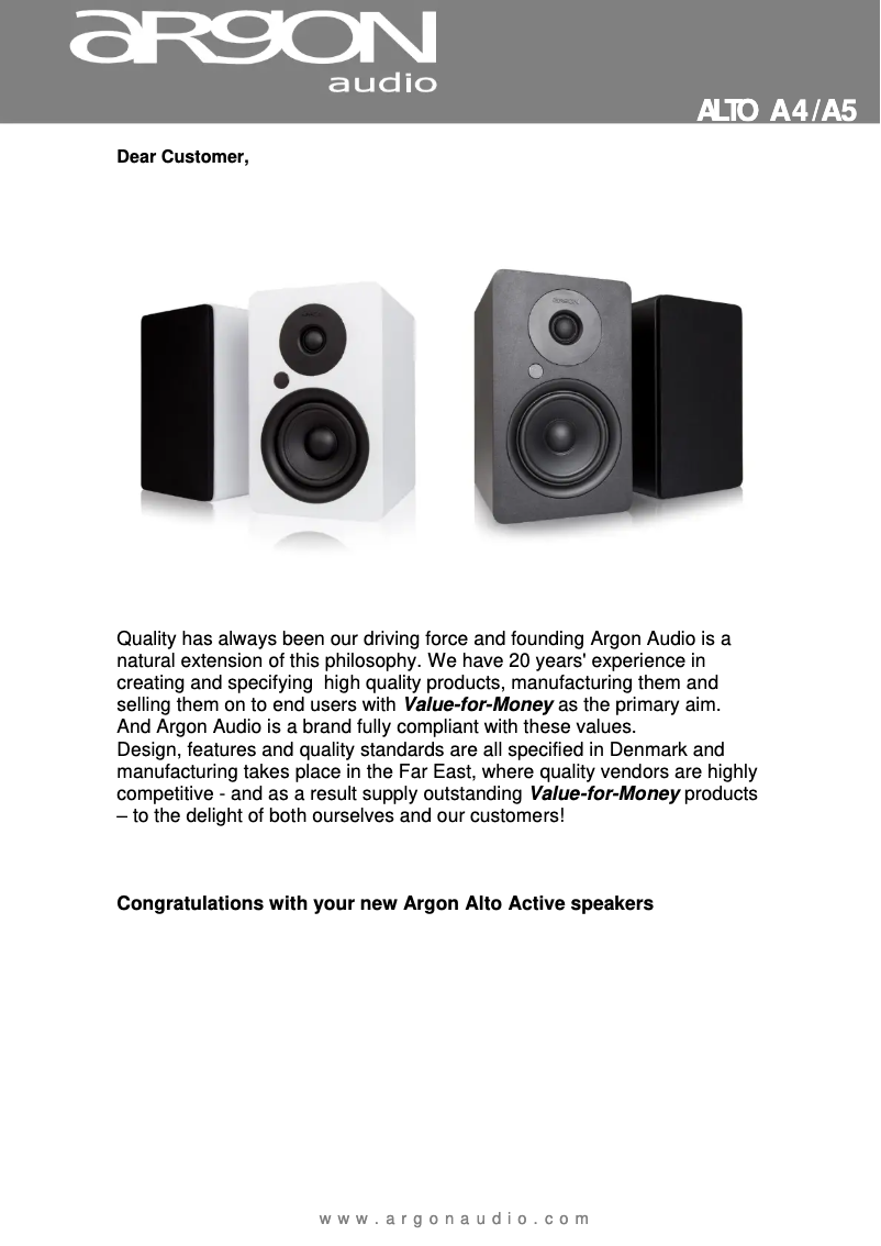 Página 1 del manual Manual de usuario Argon Alto A4