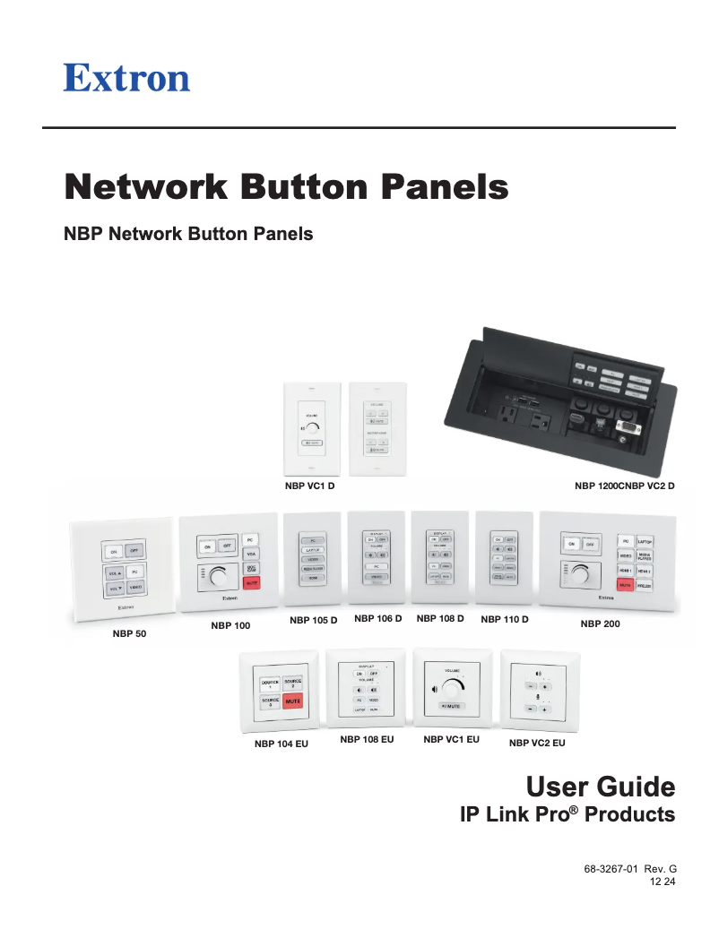 Page 1 de la notice Manuel utilisateur Extron NBP 1200C