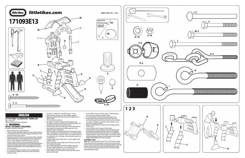 Image de la première page du manuel de l'appareil Clubhouse Swing Set