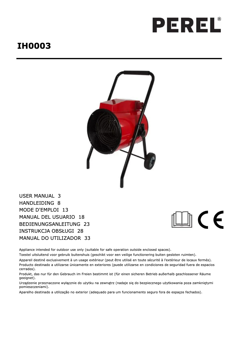 Page 1 de la notice Manuel utilisateur Perel IH0003