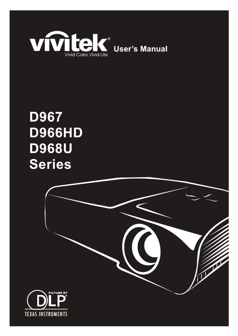 Page n°1 - Manuel utilisateur Vivitek D968U-WT