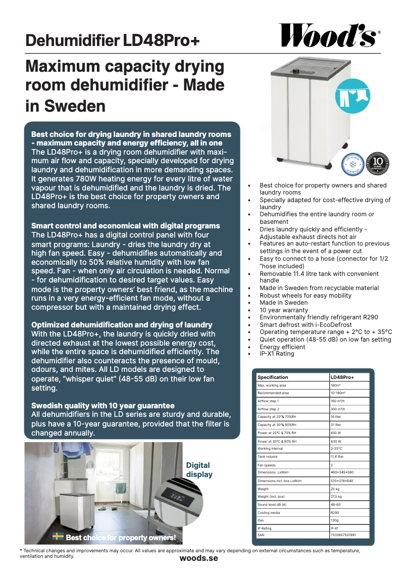 Page n°1 - Fiche technique Wood's LD48PRO+