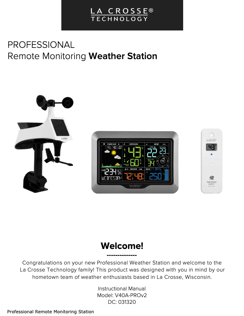 Image de la première page du manuel de l'appareil V40A-PROV2