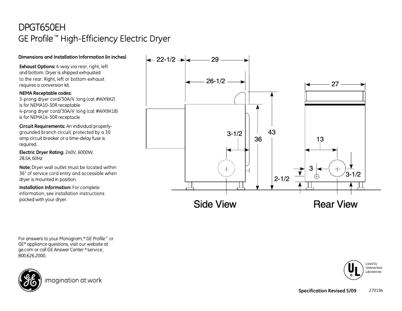 Image de la première page du manuel de l'appareil Profile DPGT650EHMG
