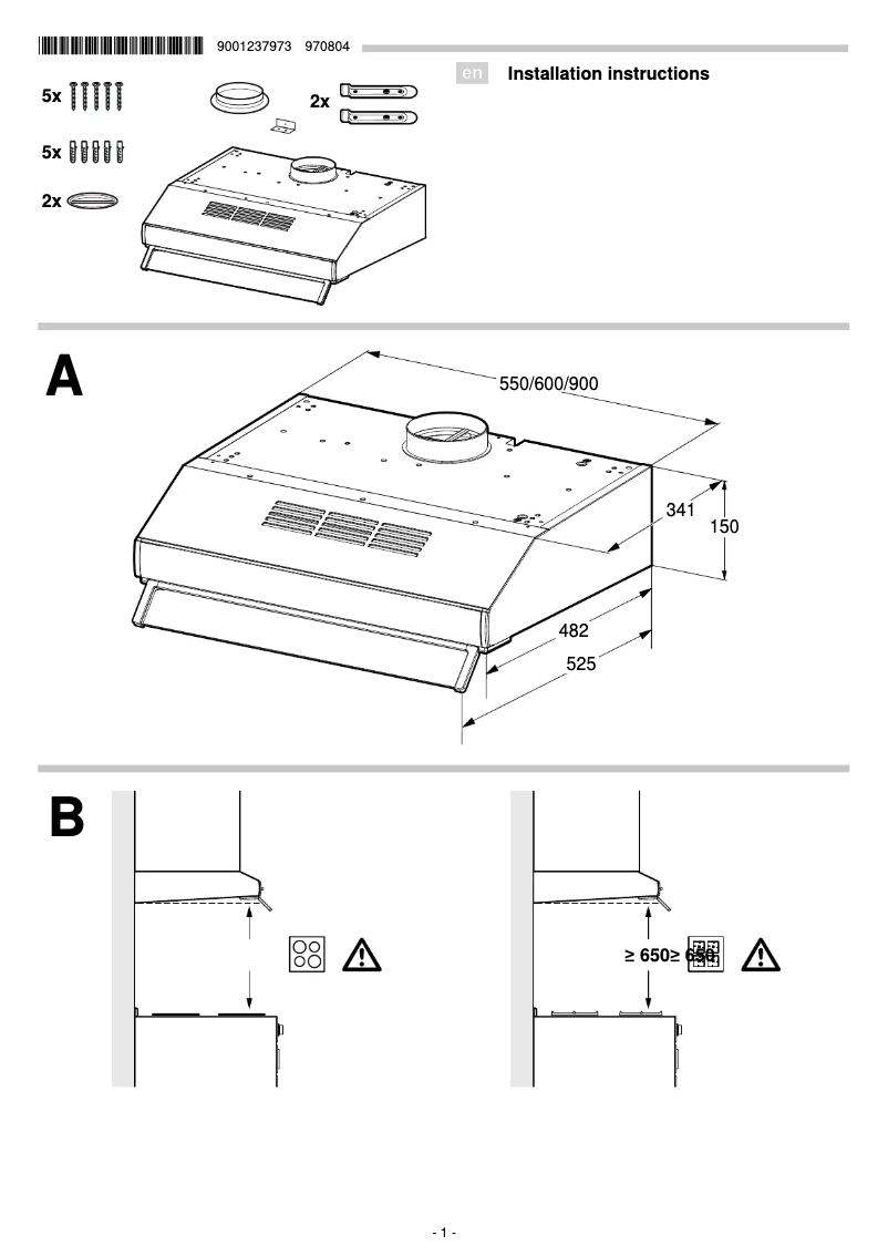 Page n°1 - Guide d'installation Bosch Serie 4 DUL93CC20