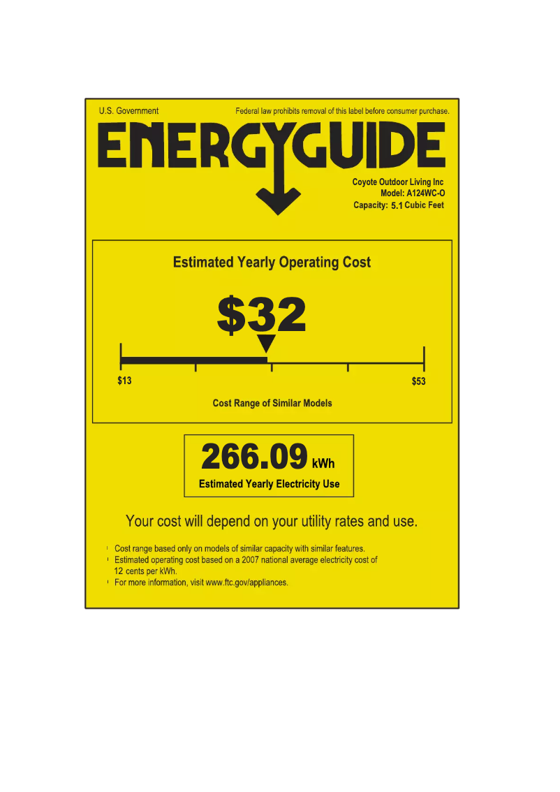Page n°1 - Label énergétique Azure A124WC-O
