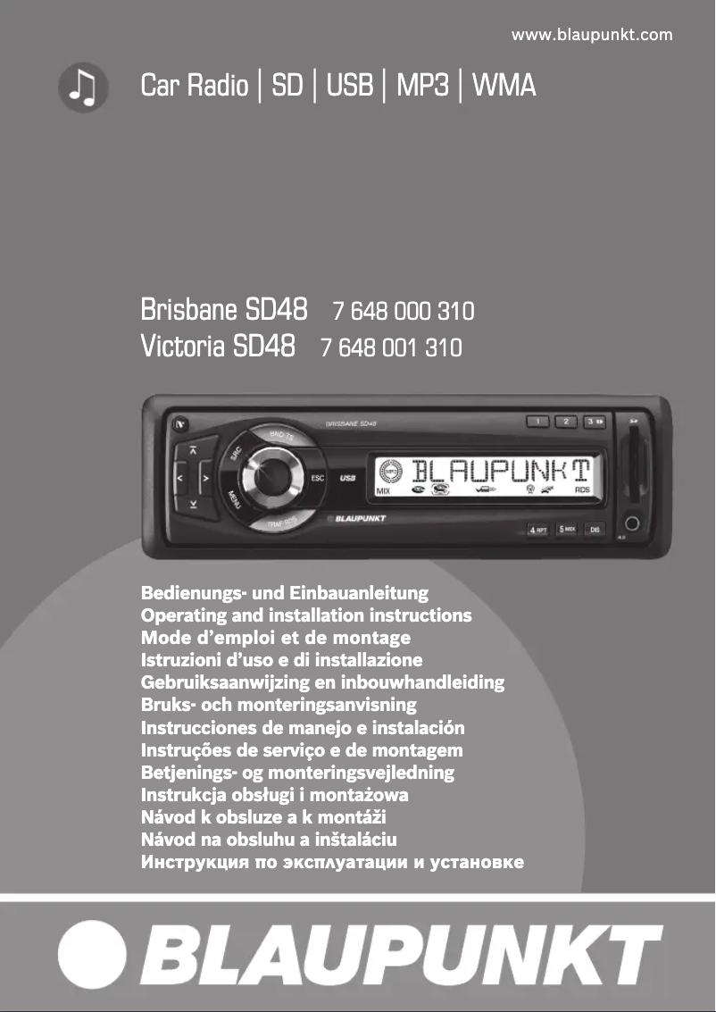 Page 1 de la notice Manuel utilisateur Blaupunkt Victoria SD 48