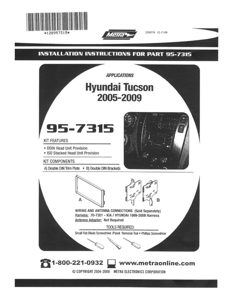 Página 1 del manual Manual de instrucciones Metra 95-7315