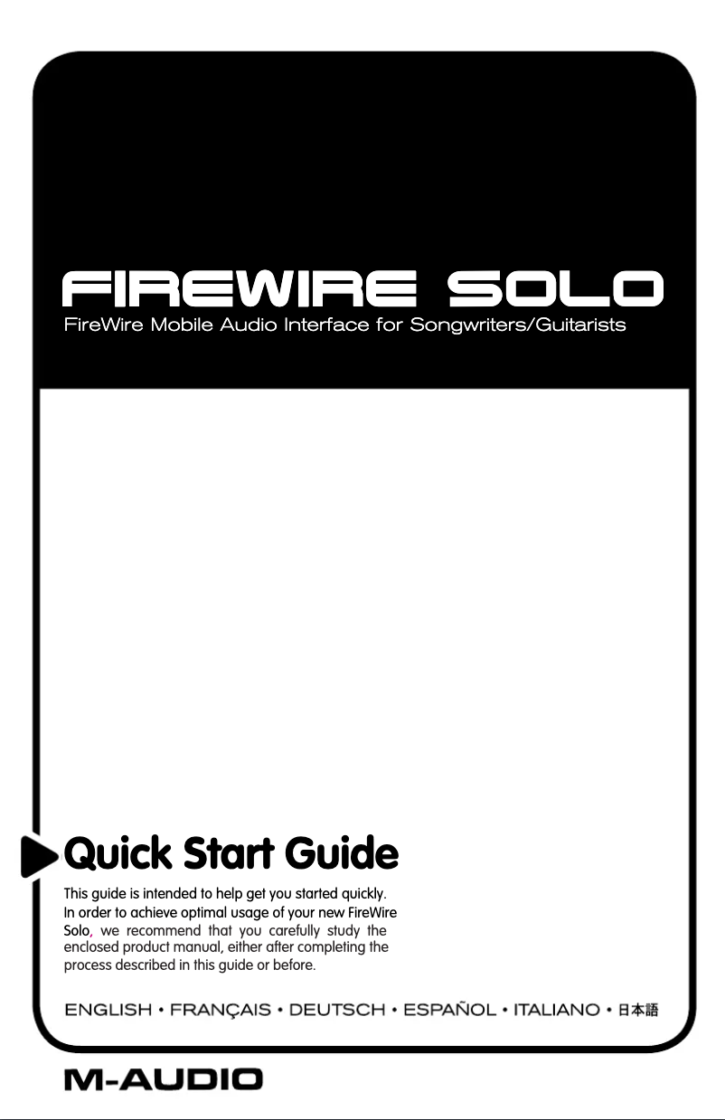 Page 1 de la notice Manuel utilisateur M-Audio FireWire Solo