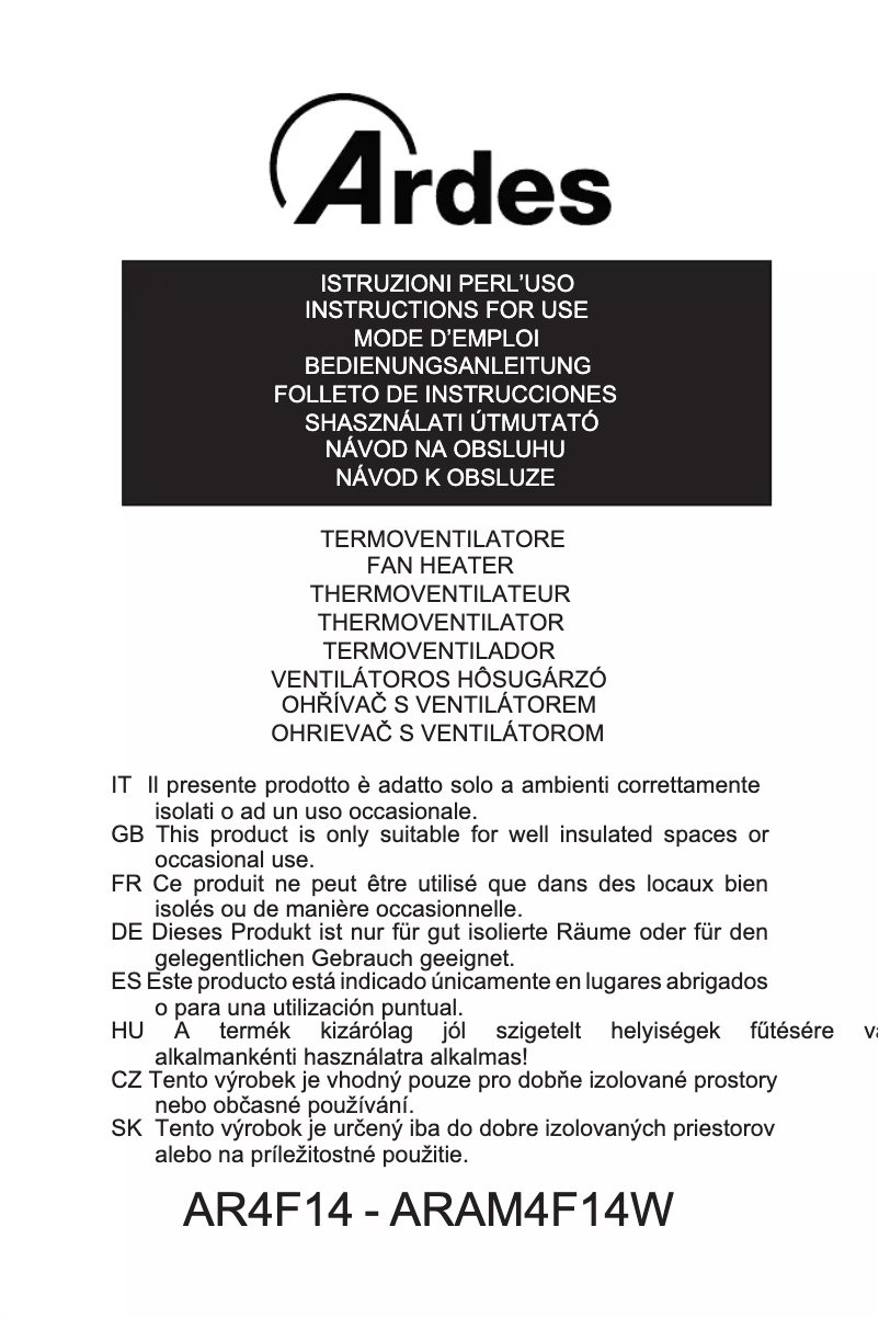 Page 1 de la notice Manuel utilisateur Ardes AR4F14