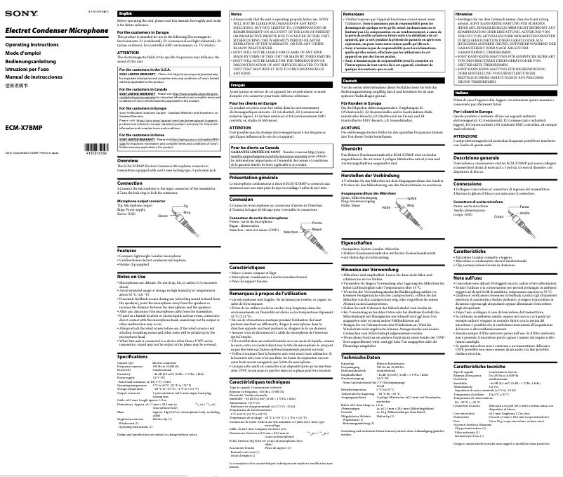 Page n°1 - Manuel utilisateur Sony ECM-X7BMP