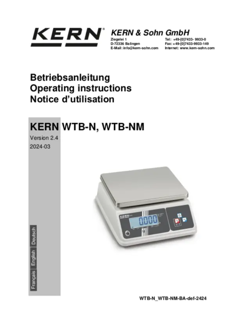 Image de la première page du manuel de l'appareil WTB 3K-4N