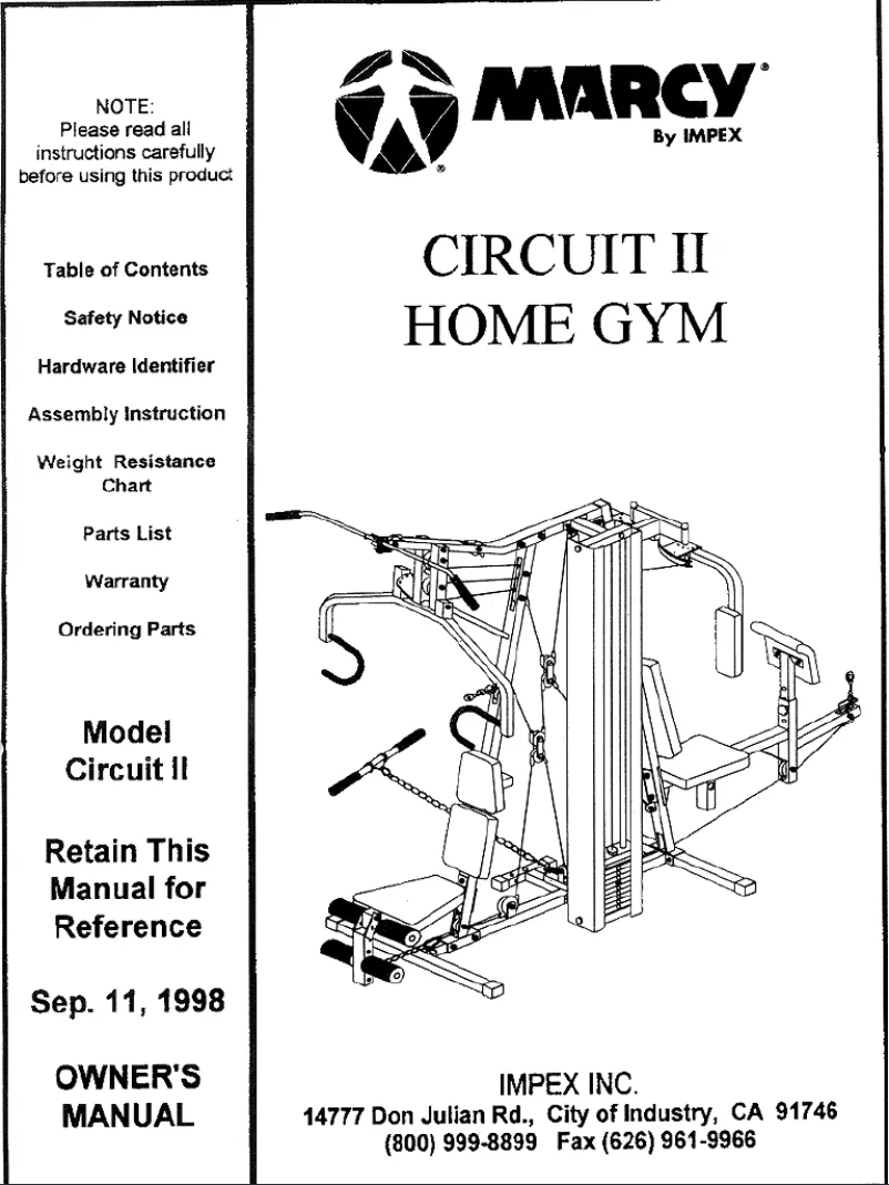 Image de la première page du manuel de l'appareil Circuit II