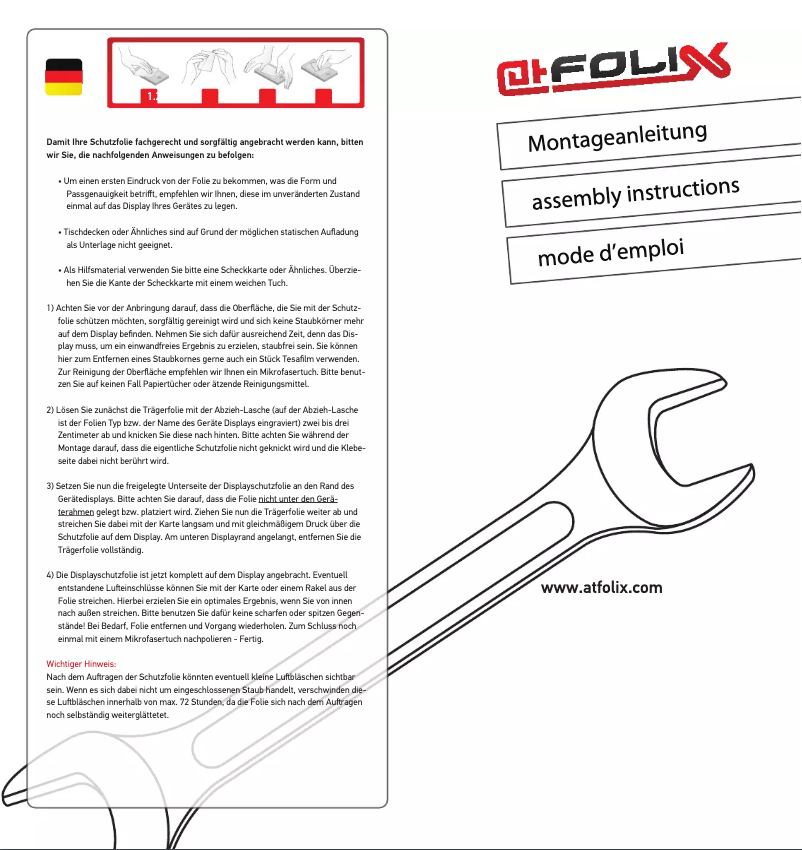 Page n°1 - Manuel utilisateur atFoliX FX-Mirror-Protection f/Sony-Ericsson K850i