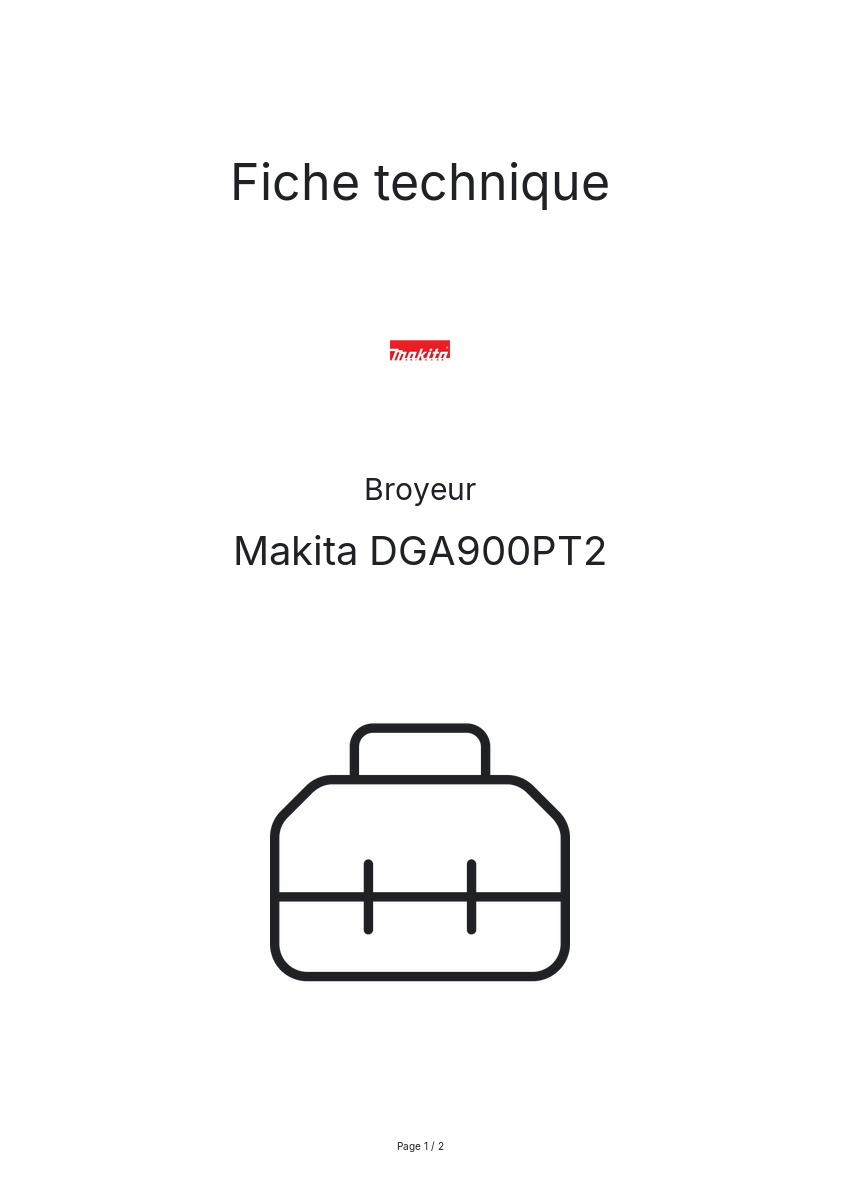 Page n°1 - Fiche technique Makita DGA900PT2
