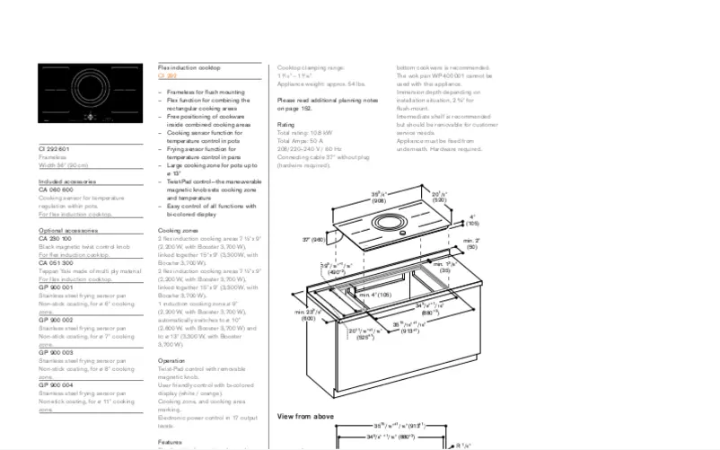 Page n°1 - Fiche technique Gaggenau CI 292 601