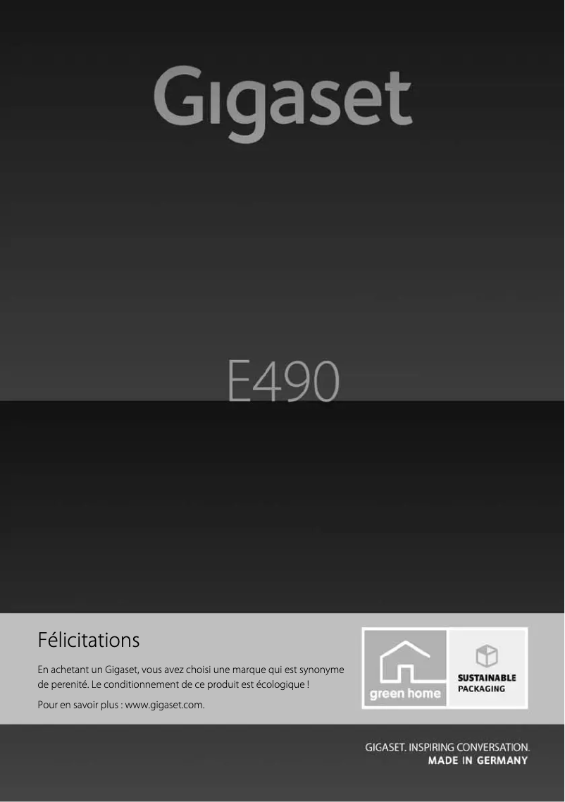 Imagen de la primera página del manual del dispositivo Gigaset E490