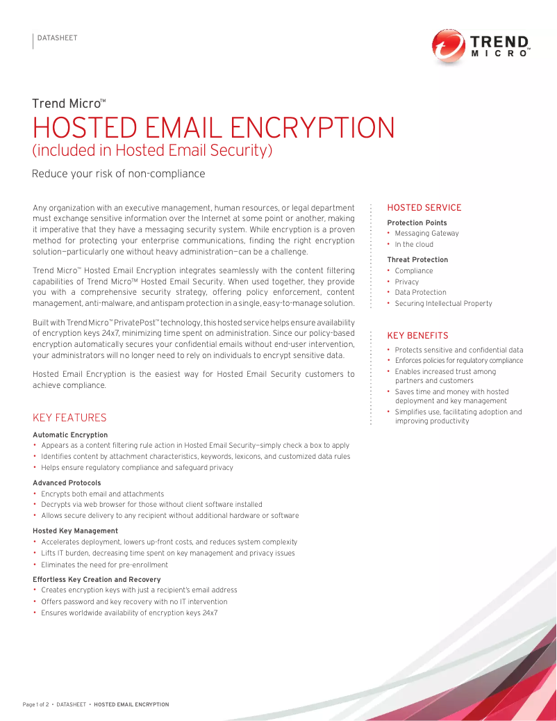 Image de la première page du manuel de l'appareil Hosted Email Encryption