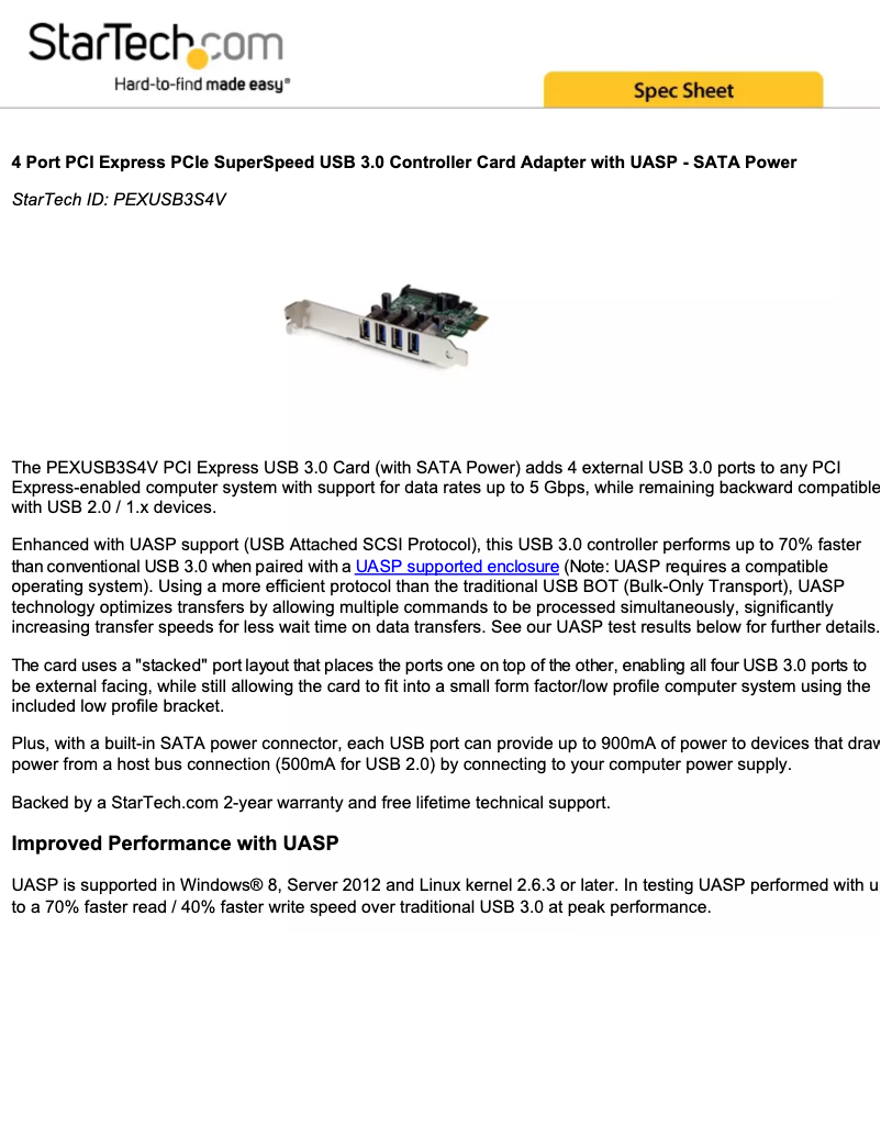 Image de la première page du manuel de l'appareil PEXUSB3S4V