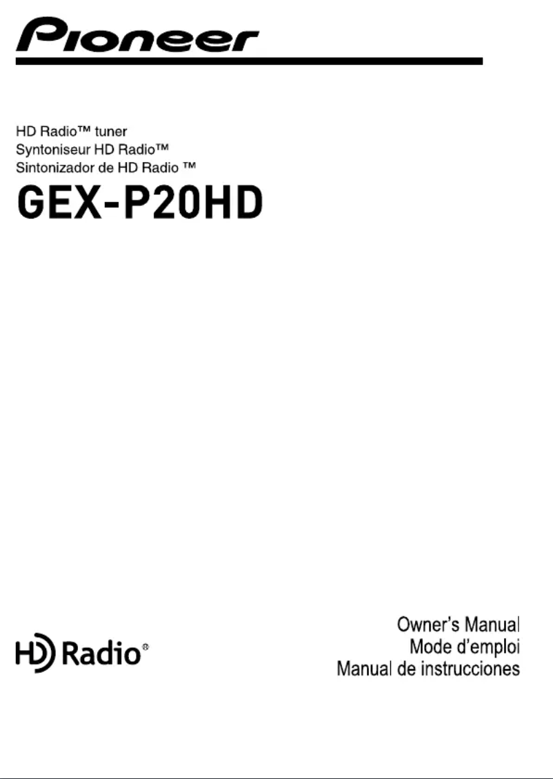 Image de la première page du manuel de l'appareil GEX-P20HD