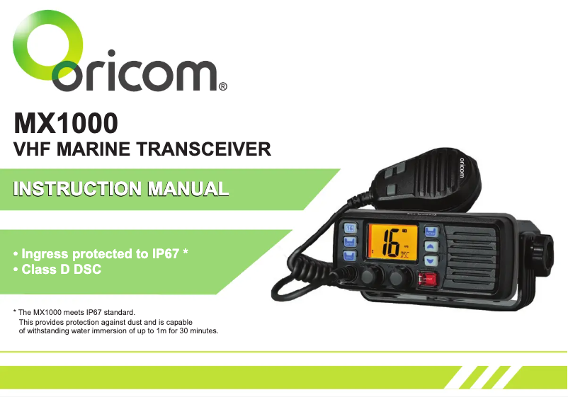 Page n°1 - Manuel utilisateur Oricom MX1000