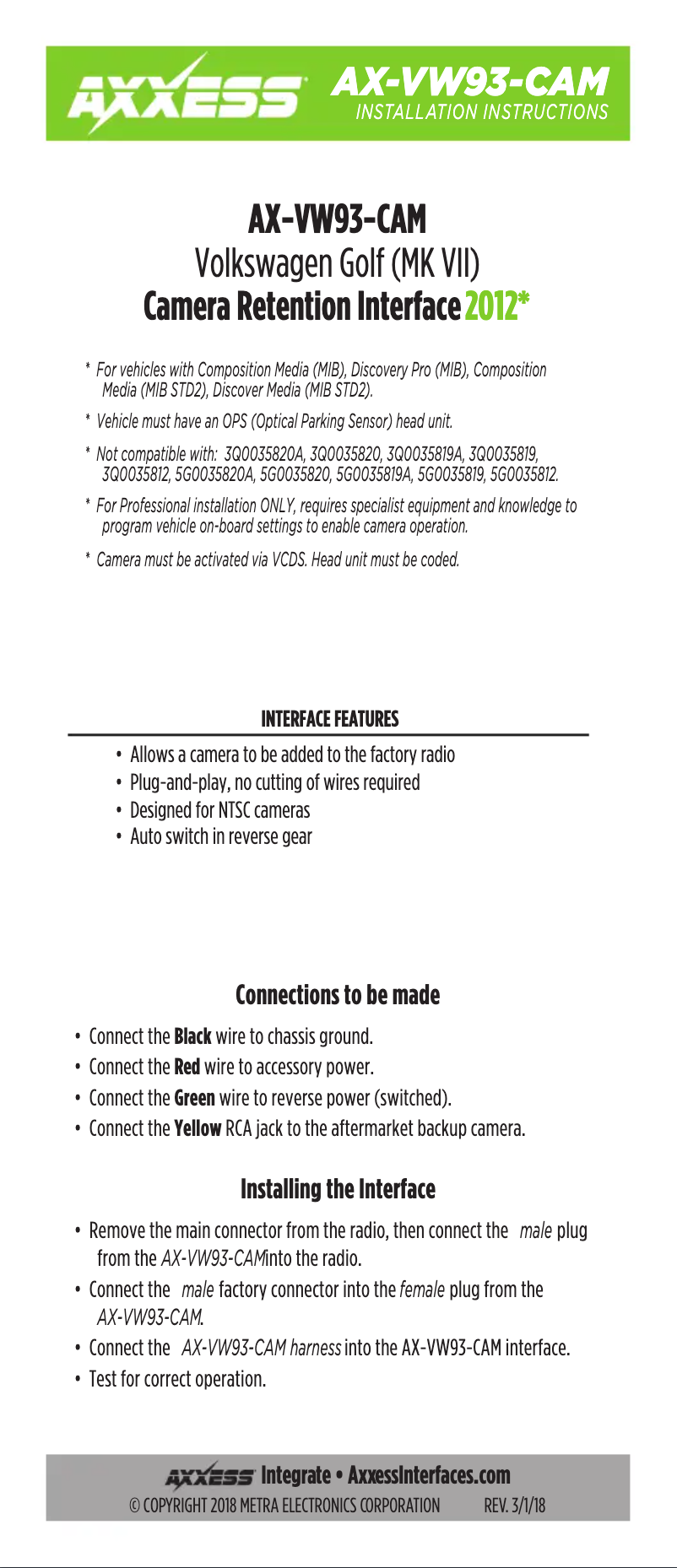 Página 1 del manual Manual de usuario AXESS AX-VW93-CAM