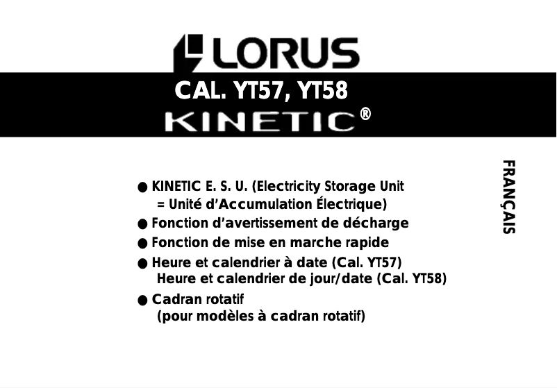 Page 1 de la notice Manuel utilisateur Lorus YT57