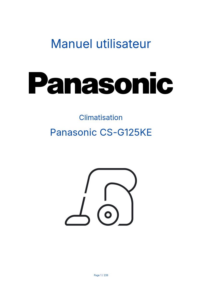 Page n°1 - Manuel utilisateur Panasonic CS-G125KE