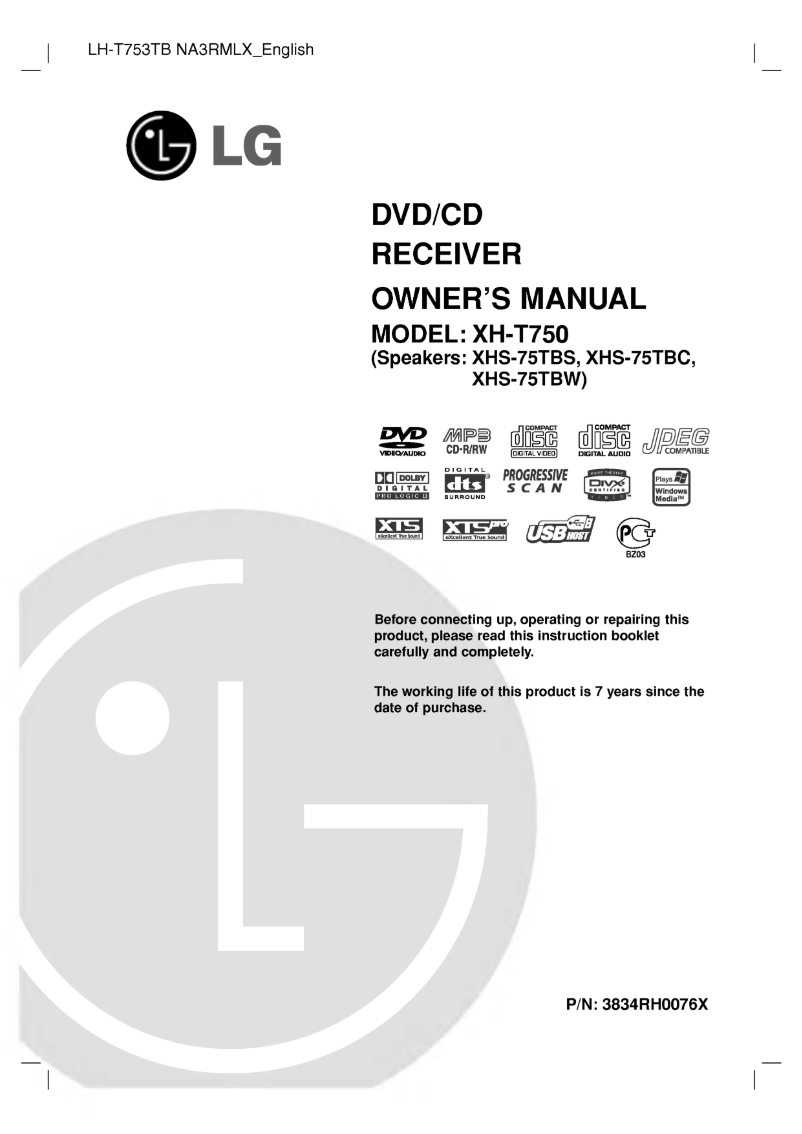 Page 1 de la notice Manuel utilisateur LG LH-T753TB