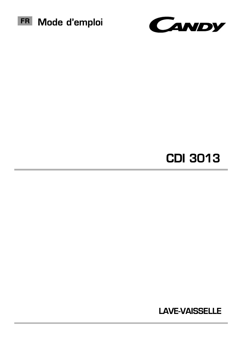 Image de la première page du manuel de l'appareil CDI 3013/E-47