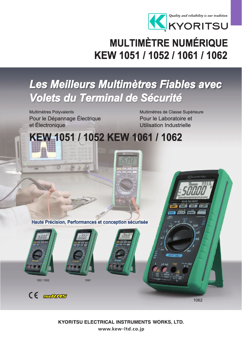Page 1 de la notice Manuel utilisateur Kyoritsu KEW 1052