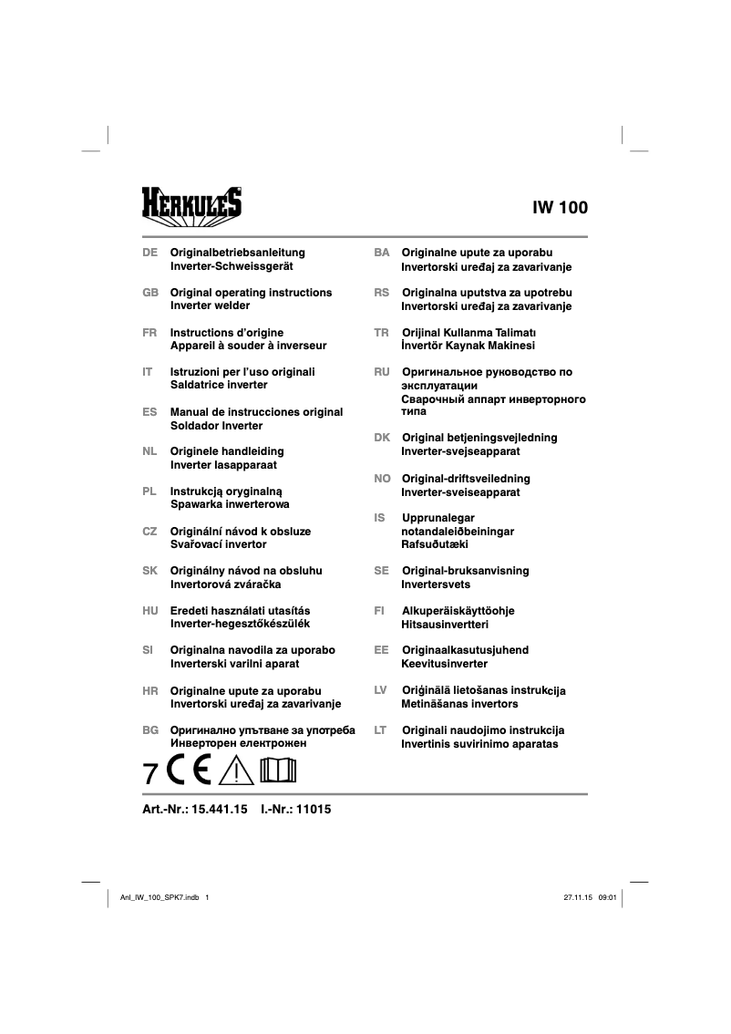 Página 1 del manual Manual de usuario Herkules IW 100