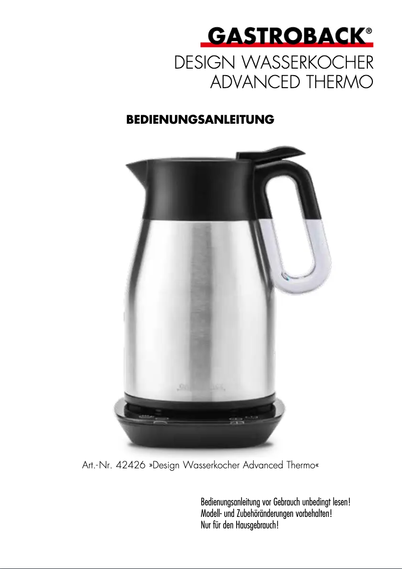 Page 1 de la notice Manuel utilisateur Gastroback 42426